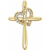 14K Yellow .04 CTW Diamond Cross with Heart Pendant - Siddiqui Jewelers