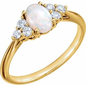 14K Yellow Opal & 1/5 CTW Diamond Ring-Siddiqui Jewelers