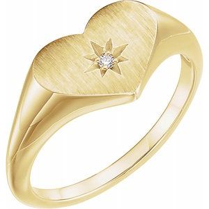 14K Yellow .01 CT Diamond 11.9 mm Heart Starburst Ring - Siddiqui Jewelers