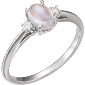14K White Rainbow Moonstone & .06 CTW Diamond Ring - Siddiqui Jewelers