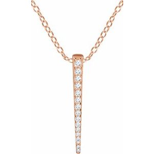 14K Rose 1/4 CTW Diamond Graduated Bar 16-18" Necklace - Siddiqui Jewelers