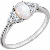 14K White Opal & 1/5 CTW Diamond Ring-Siddiqui Jewelers