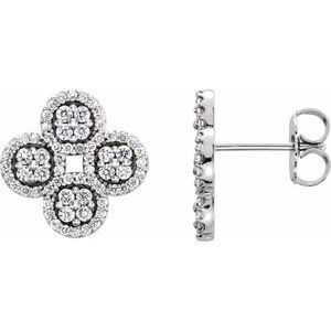 14K White 1/2 CTW Diamond Clover Earrings - Siddiqui Jewelers