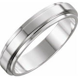 14K White 5 mm Flat Edge Band Size 8 - Siddiqui Jewelers