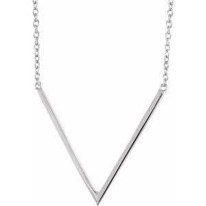 14K White "V" 16-18" Necklace - Siddiqui Jewelers