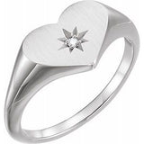 Sterling Silver .01 CT Diamond 11.9 mm Heart Starburst Ring - Siddiqui Jewelers
