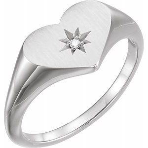 14K White .01 CT Diamond 11.9 mm Heart Starburst Ring - Siddiqui Jewelers