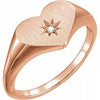 14K Rose .01 CT Diamond 11.9 mm Heart Starburst Ring - Siddiqui Jewelers