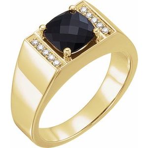 14K Yellow Onyx & 1/10 CTW Diamond Ring - Siddiqui Jewelers