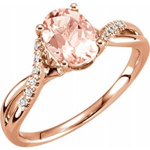 14K Rose Morganite & .06 CTW Diamond Ring Size 7 - Siddiqui Jewelers