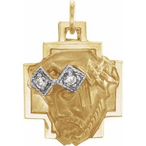 14K Yellow & White 15.4x11.2 mm Face of Jesus Pendant - Siddiqui Jewelers