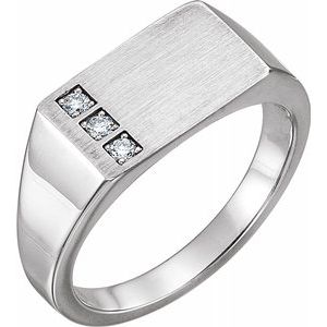14K White 1/10 CTW Diamond 15x10 mm Rectangle Signet Ring - Siddiqui Jewelers