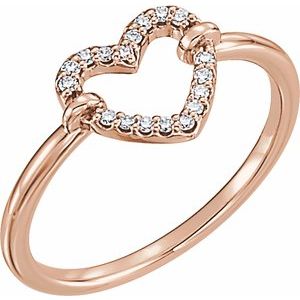 14K Rose .07 CTW Diamond Heart Ring - Siddiqui Jewelers
