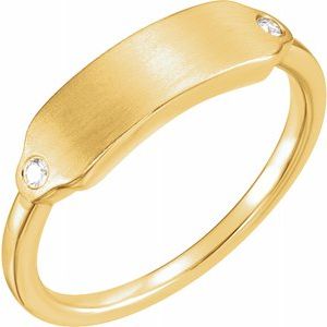 14K Yellow .03 CTW Diamond 18x5 mm Rectangle Signet Ring - Siddiqui Jewelers