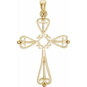 14K Yellow 33x25 mm Cross Pendant - Siddiqui Jewelers