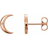 14K Rose .005 CTW Diamond Crescent Earrings - Siddiqui Jewelers