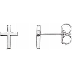 14K White 7.5 mm Cross Earrings - Siddiqui Jewelers