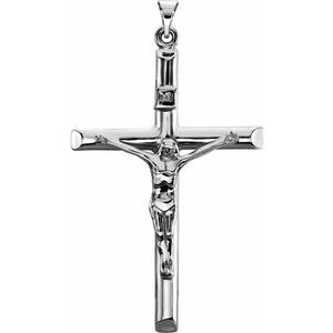 14K White 43x29 mm Crucifix Pendant - Siddiqui Jewelers
