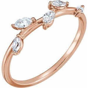 14K Rose 1/4 CTW Diamond Leaf Ring - Siddiqui Jewelers