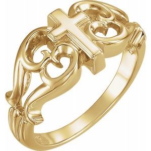 10K Yellow Sculptural Cross Ring - Siddiqui Jewelers