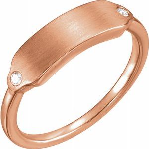 14K Rose .03 CTW Diamond 18x5 mm Rectangle Signet Ring - Siddiqui Jewelers