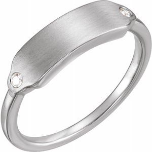 14K White .03 CTW Diamond 18x5 mm Rectangle Signet Ring - Siddiqui Jewelers