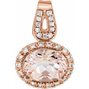 14K Rose Morganite & 1/8 CTW Diamond Pendant - Siddiqui Jewelers