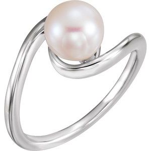 14K White 8 mm Freshwater Cultured Pearl Ring - Siddiqui Jewelers