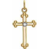 14K Yellow/White .01 CTW Diamond 23x11.2 mm Cross Pendant - Siddiqui Jewelers