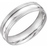 14K White 6 mm Coin Edge Design Band Size 9 - Siddiqui Jewelers