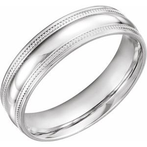 14K White 6 mm Coin Edge Design Band Size 10 - Siddiqui Jewelers