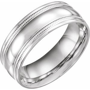 Platinum 8 mm Coin Edge Design Band Size 10.5 - Siddiqui Jewelers