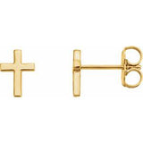14K Yellow 7.5 mm Cross Earrings - Siddiqui Jewelers