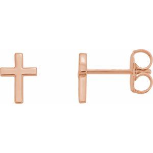 14K Rose 7.5 mm Cross Earrings - Siddiqui Jewelers