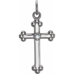 14K White .01 CTW Diamond 23x11.2 mm Cross Pendant - Siddiqui Jewelers