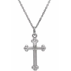 14K White Cross 18" Necklace-Siddiqui Jewelers