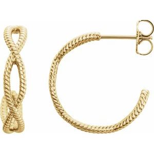 14K Yellow 17x3.6 mm Rope Hoop Earrings - Siddiqui Jewelers