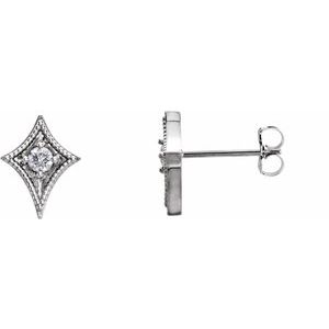 14K White 1/8 CTW Diamond Geometric Earrings - Siddiqui Jewelers