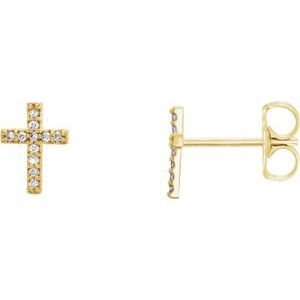 14K Yellow .05 CTW Diamond Cross Earrings - Siddiqui Jewelers