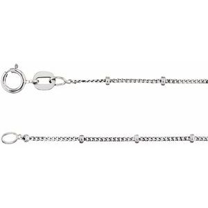 Sterling Silver 1 mm Beaded Curb 18" Chain Siddiqui Jewelers