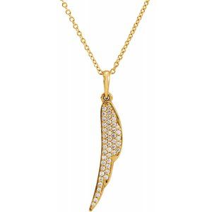 14K Yellow 1/5 CTW Diamond Feather 16-18" Necklace - Siddiqui Jewelers