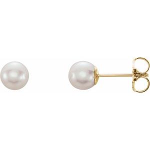 14K Yellow 5-5.5 mm Freshwater Cultured Pearl Earrings-Siddiqui Jewelers