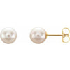 14K Yellow 7-7.5 mm Freshwater Cultured Pearl Earrings-Siddiqui Jewelers