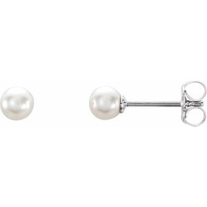 Sterling Silver 4-4.5 mm Freshwater Cultured Pearl Earrings-Siddiqui Jewelers