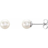 Sterling Silver 6-6.5 mm Freshwater Cultured Pearl Earrings-Siddiqui Jewelers