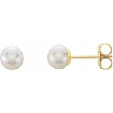 14K Yellow 5 mm White Akoya Cultured Pearl Earrings-Siddiqui Jewelers