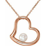 14K Rose Freshwater Cultured Pearl Heart 18" Necklace - Siddiqui Jewelers