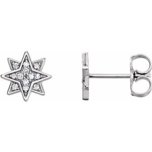 14K White .08 CTW Diamond Star Earrings - Siddiqui Jewelers