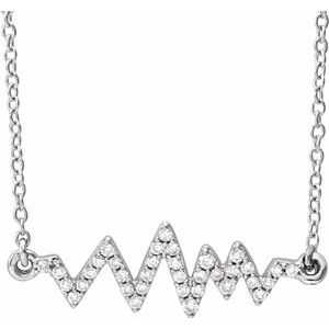 14K White 1/6 CTW Diamond Heartbeat 16-18" Necklace - Siddiqui Jewelers