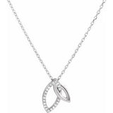 Sterling Silver .05 CTW Diamond Double Leaf 18" Necklace - Siddiqui Jewelers